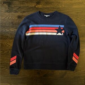 Rockets Of Awesome Navy Girls Crewneck Sweater with Star and Stripe Design